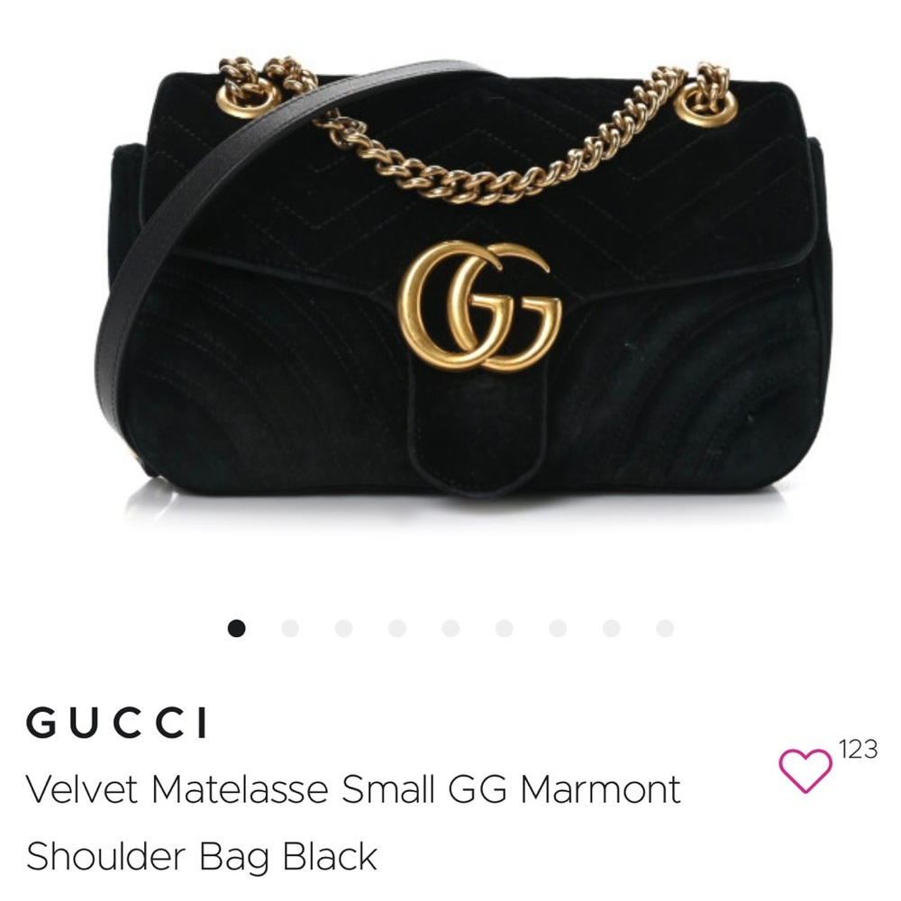Gucci velvet Matelasse small GG Marmont shoulder bag black